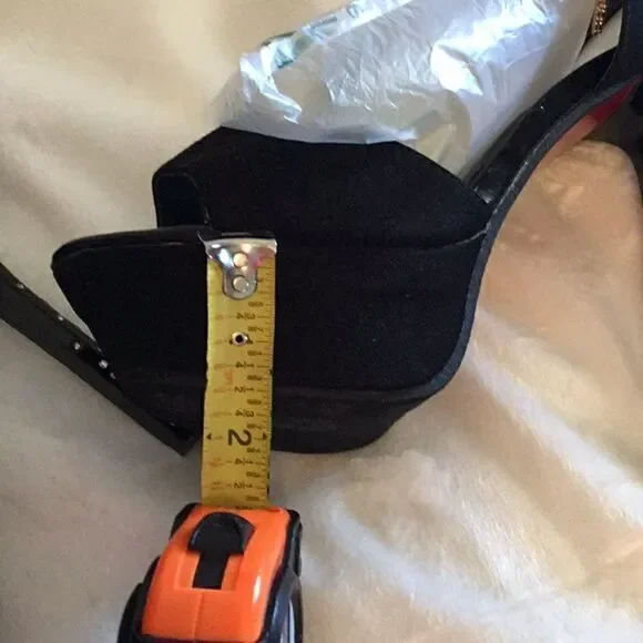 BLACK STILETTOS WITH JEWELED HEELS IN SIZE 39 - Picture 14 of 14